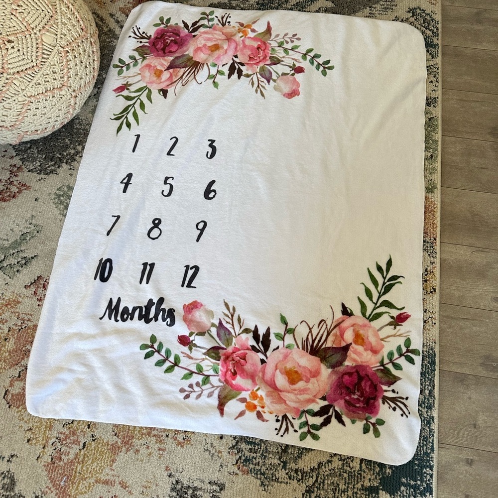 New Floral Baby Gurl Milestone Blanket 40x50” Baby Girl Milestone Blanket Floral - Picture 10 of 16